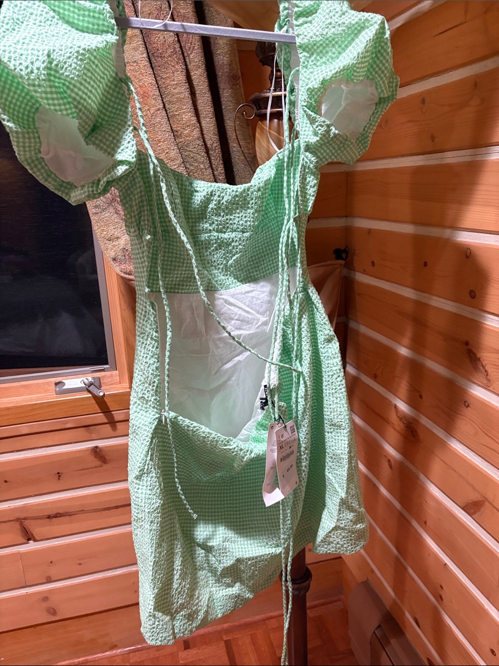 Zara Mint Green Puff-Sleeve Mini Dress - Picture 3 of 3